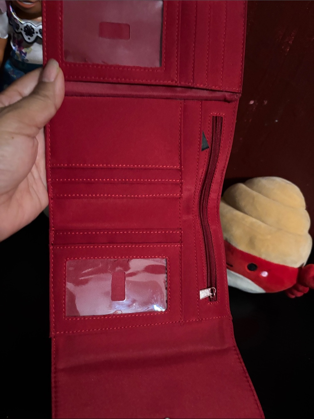 Tommy Hilfiger Red Trifold Wallet Clutch with ID Window